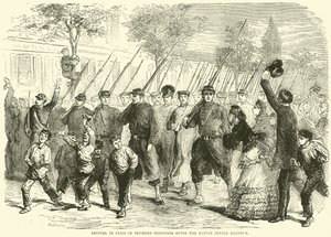 Ankunft preußischer Gefangener in Paris nach der Schlacht vor Bagneux, Oktober 1870 von English School