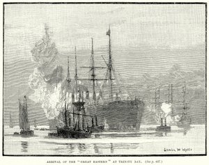 Ankunft der "Great Eastern" in Trinity Bay (Gravur) von English School