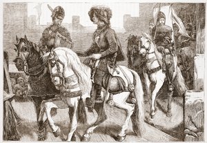 Ankunft der Hussiten-Abgeordneten in Basel, Illustration aus Die Geschichte des Protestantismus von James Aitken Wylie, veröffentlicht 1878 von English School