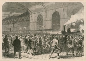Ankunft des Arbeitspennyzuges am Victoria Bahnhof von English School