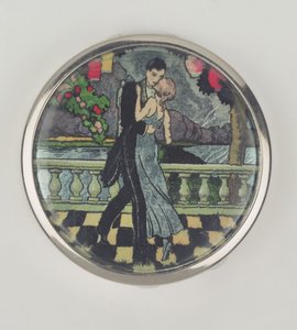 Art Deco Tänzerinnen Puderdose, hergestellt von Stratnoid, 1920-30 von English School