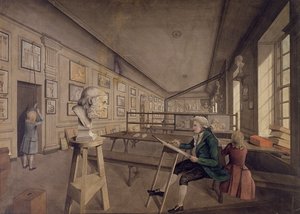 Künstler kopiert eine Büste in der Royal Academy of Arts im Somerset House, ca. 1780 von English School