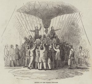 Aufstieg des Nassau-Ballons (Gravur) von English School