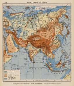 Asien, physische Karte