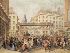 Am Fuße des Ludgate Hill, London, veröffentlicht und gedruckt von Kell Brothers, ca. 1860er Jahre