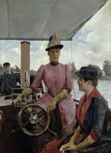 Am Steuer - Damen an Bord des Flussbootes Hassan von English School