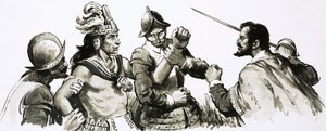 Atahualpa, der Inka-Gottkönig, kam den eindringenden Spaniern freundlich entgegen von English School