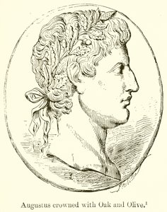 Augustus mit Eichen- und Olivenkranz gekrönt von English School