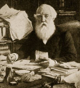 Austen Henry Layard sitzt an seinem Schreibtisch