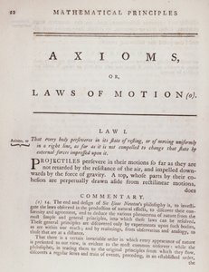 Axiome oder Bewegungsgesetze aus Band I der Mathematischen Prinzipien der Naturphilosophie von Sir Isaac Newton, 1777 von English School