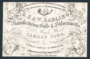 B E & W Barling, Hersteller von Gold- und Silberwaren, Visitenkarte von English School
