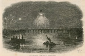 Ballon und Feuerwerk, Vauxhall Gardens, London