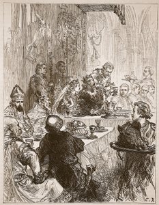 Bankett bei der Hochzeit von Heinrich und Eleonore von Provence, Illustration aus Cassells Illustrierter Geschichte Englands