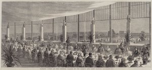 Bankett im Crystal Palace von Sir Joseph und Lady Paxton (Stich) von English School