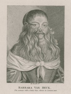 Barbara Van Beck, die Frau mit einem behaarten Gesicht, gezeigt in London, 1668 von English School