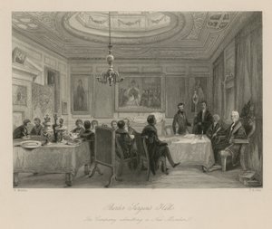 Barber Surgeons Hall, die Gesellschaft nimmt ein neues Mitglied auf von English School