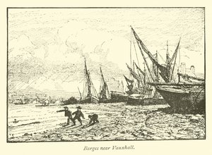 Lastkähne in der Nähe von Vauxhall von English School
