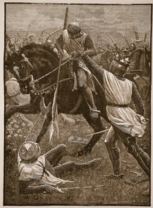 Schlacht von Evesham: König Heinrich in Gefahr, Illustration aus Cassells Illustrierter Geschichte Englands von English School