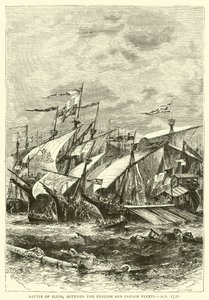 Schlacht von Sluys, zwischen der englischen und französischen Flotte, 1340 n. Chr. von English School