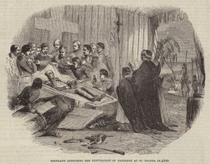Bertrand bei der Exhumierung Napoleons auf St. Helena im Jahr 1840 von English School