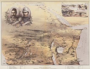 Vogelperspektive des Sudan und der umliegenden Länder (Chromolithografie) von English School