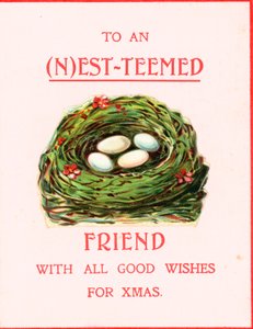 Vogelnest mit Eiern, Weihnachtskarte von English School