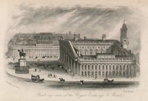 Vogelperspektive der Royal Exchange und der Bank von English School