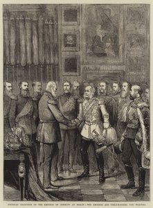 Geburtstagsempfang des Kaisers von Deutschland in Berlin, der Kaiser und Feldmarschall von Wrangel von English School