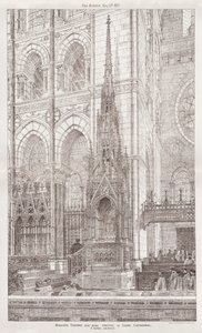 Bischofsthron, der derzeit in der Kathedrale von Cork errichtet wird (Stich) von English School