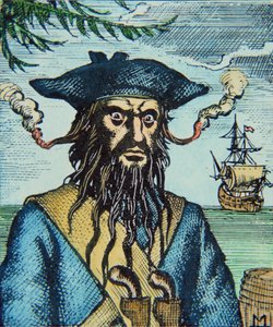 Blackbeard der Pirat (farbige Gravur)