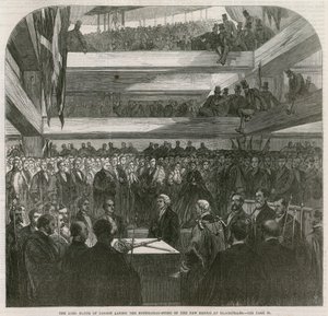 Blackfriars-Brücke. Zeremonie zur Grundsteinlegung, 20. Juli 1865 von English School