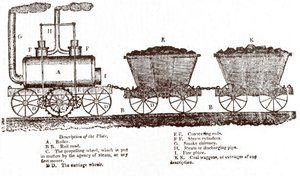 Blenkinsops Zahnstangenlokomotive, ca. 1814 (Gravur)