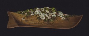 Boot gefüllt mit Gänseblümchen, Neujahrskarte, späte 19. oder frühe 20. Jahrhundert