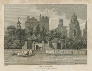 Boote auf dem Wasser bei den Temple Stairs von English School
