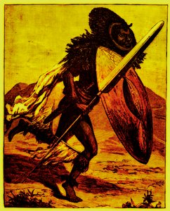 Bongo-Krieger, Illustration aus Die Geschichte des Menschen von J. W. Buel, veröffentlicht 1889 (digital verbessert) von English School