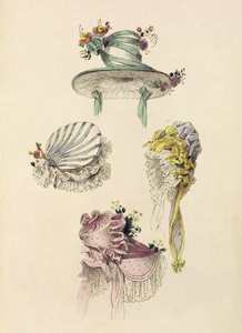 Hüte für einen Anlass, Modeplatte aus Ackermanns Repository of Arts von English School