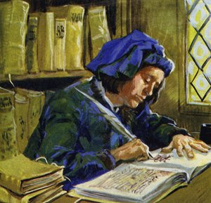 Bücher aus zusammengenähten Pergamentbögen tauchten im 3. Jahrhundert auf von English School