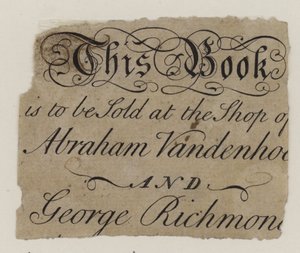 Buchhändler, Abraham Vandenhoeck und George Richmond, Visitenkarte von English School