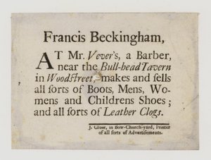 Schuhmacher, Francis Beckingham, Visitenkarte von English School