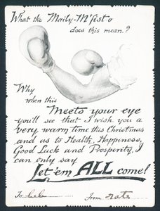 Boxhandschuhe, Weihnachtskarte