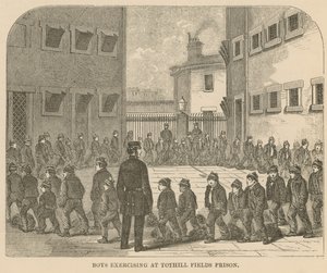 Jungen beim Sport im Tothill Fields Prison von English School