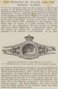 Armband, der Prinzessin von Wales zur Erinnerung an die Eröffnung des Mersey-Tunnels überreicht (Stich)