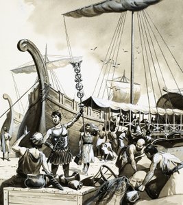 Brot und Spiele. Ein Vandalen-Schiff verstaut Beute von English School