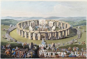 Bretonisches Fest auf einem megalithischen Feld (mit Dolmen und Menhiren) - in „Kelten und Goten, Bräuche der Bewohner der britischen Inseln des frühen 6. Jahrhunderts und der gotischen Nationen der Westküste der Ostsee“, von S.R. Meyrick und Ch. Smith