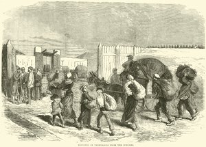 Gemüse aus den Vororten hereinbringen, Oktober 1870 von English School