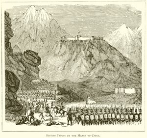 Britische Truppen auf dem Marsch nach Kabul