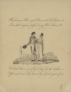 Britische Valentinskarte mit einem Bild eines Mannes und einer Frau, die Arm in Arm gehen von English School