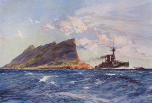 Britisches Schlachtschiff vor Gibraltar von English School