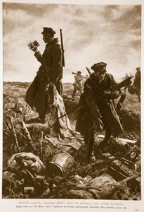 Britische Soldaten räumen Trümmer nach einem Vorstoß in feindliches Gebiet, 1914-19 von English School