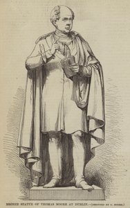Bronzestatue von Thomas Moore in Dublin (Stich) von English School